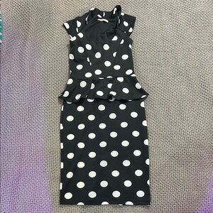 Midi peplum polka dot dress